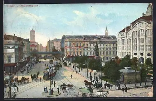 AK Berlin, Alexanderplatz mit Strassenbahn