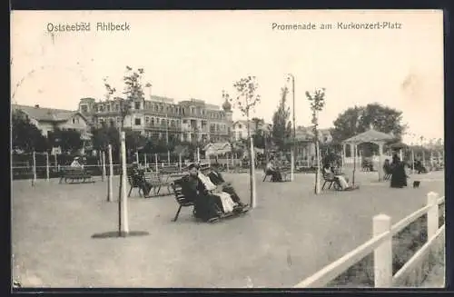 AK Ahlbeck / Ostseebad, Promenade am Kurkonzert-Platz