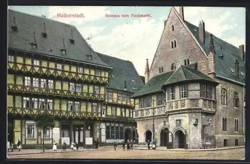 AK Halberstadt, Rathaus mit Gasthaus Ratskeller, Ostseite