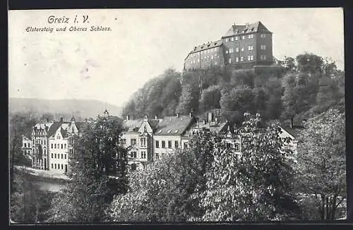 AK Greiz i. v., Elstersteig und Oberes Schloss