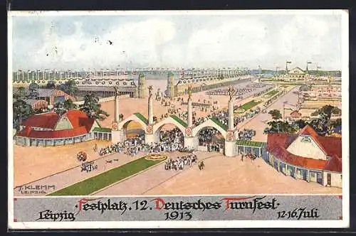 AK Leipzig, 12. Deutsches Turnfest 1913, Blick auf das Festgelände