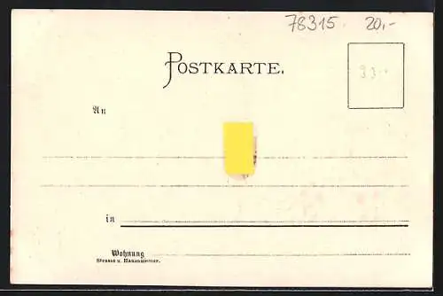 Künstler-Lithographie Carl Biese: Radolfzell, Scheffelvilla Seehalde, Ortsansicht