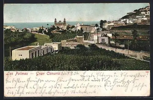 AK Las Palmas /Gran Canaria, Ortsansicht mit Meeresblick