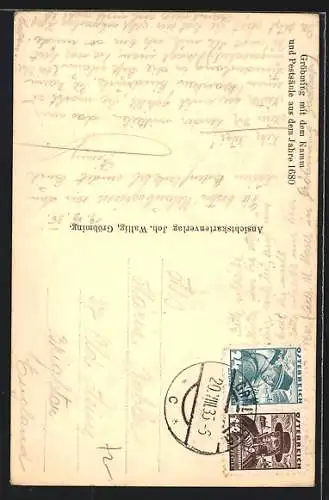 AK Gröbming, Teilansicht mit dem Kamm und Pestsäule