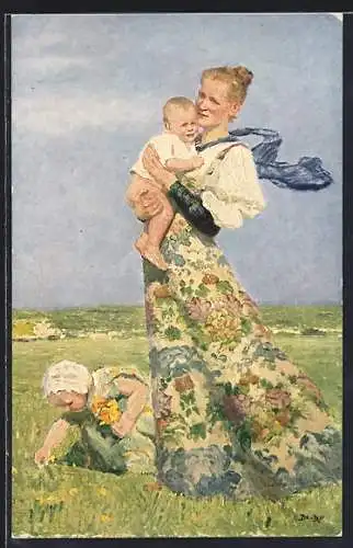 Künstler-AK Dresden, Margeritentag 1911, Mutter mit Kindern