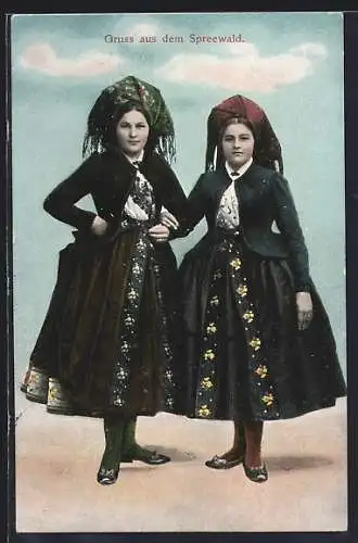 AK Spreewälderinnen im Trachtenkleid