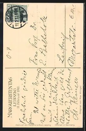 Künstler-AK Leipzig, Margeritentag 1911, Mädchen mit einem Korb voller Margeriten