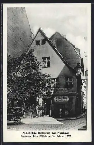 AK Alt-Berlin, Restaurant zum Nussbaum, Inh. Max Cristoph, Fischertstrasse 21 Ecke Köllnsiche Strasse