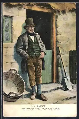 AK Irish Farmer, Irisher Mann mit Pfeife und Hut