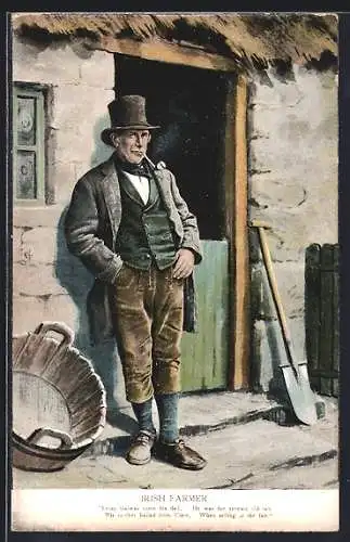 AK Irish Farmer, Irischer Mann mit Hut und Pfeife