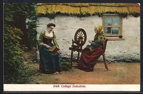 AK Irish Cottage Industries, Zwei Irische Frauen mit Spinnrad