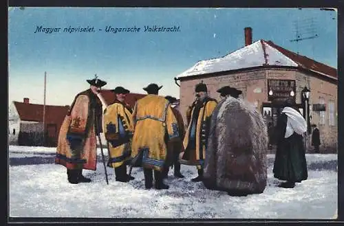 AK Ungarische Volkstracht im Winter