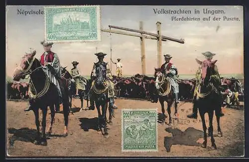 AK Volkstrachten in Ungarn, Pferdehirten auf der Puszta