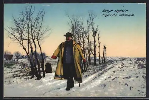 AK Ungarische Volkstracht im Winter