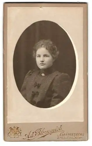 Fotografie Ad. Blomqvist, Grängesberg, Smedjebacken, Porträt einer jungen Frau