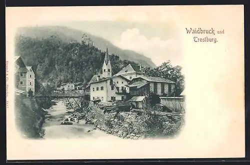 AK Waidbruck, Ortspartie mit Trostburg