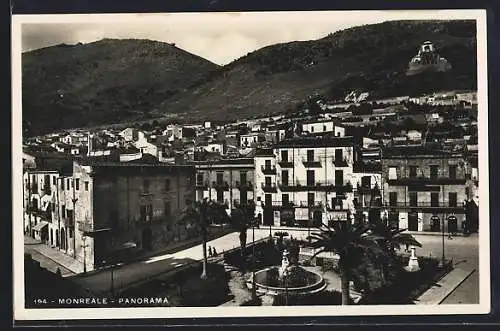 AK Monreale, Panorama mit Strassenpartie und Brunnen