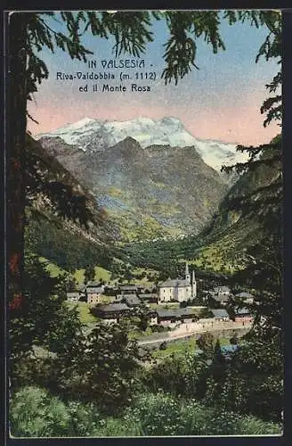 AK Riva-Valdobbia /Valsesia, Panorama ed il Monte Rosa
