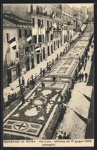 AK Roma, Genzano, Via Livia, Infiorata detttaglio