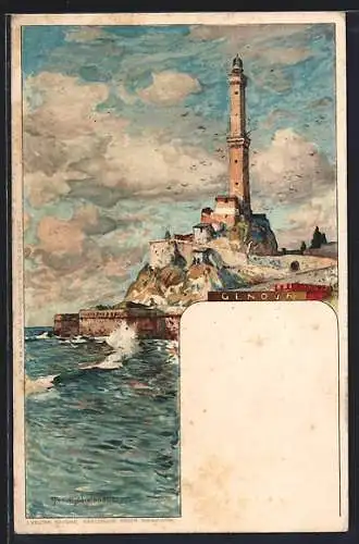 Künstler-AK Manuel Wielandt: Genova, Ortsansicht vom Meer aus