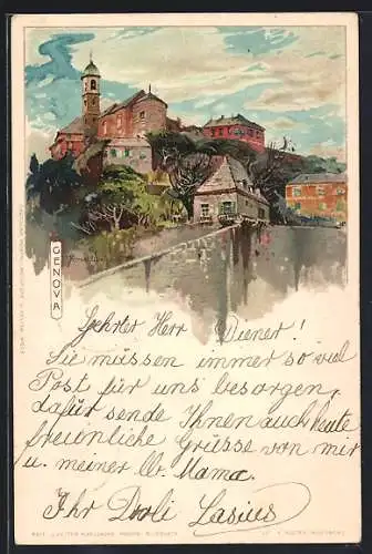 Künstler-AK Manuel Wielandt: Genova, Teilansicht der Stadt