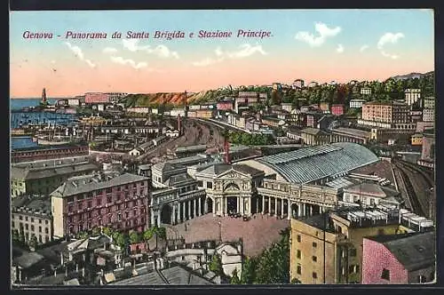 AK Genova, Panorama da Santa Brigade e Stazione Principe