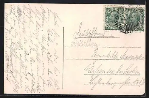 AK Desenzano /Lago di Garda, Panorama mit Bergen und Kaimauer