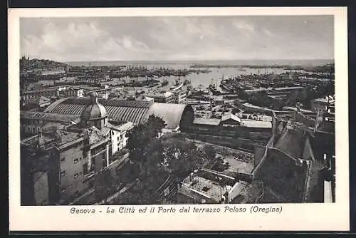 AK Genova, La Città ed il Porto dal terrazzo Peloso Oregina