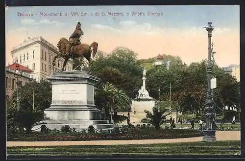 AK Genova, Monumenti di Vitt. Em. e di G. Mazzini e Villetta Dinegro