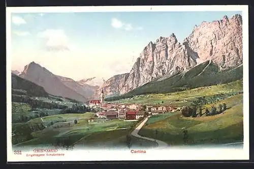 Künstler-AK Cortina, Ortsansicht