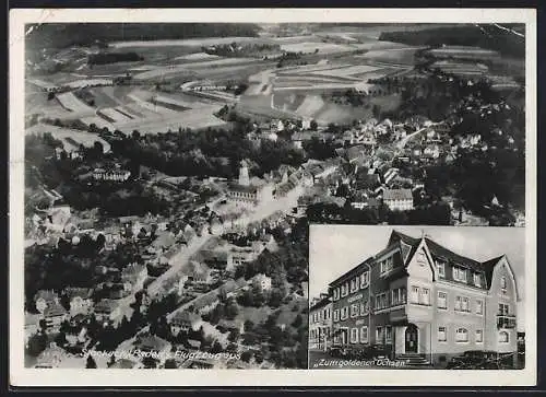 AK Stockach, Gasthaus Zum goldenen Ochsen, Ortsansicht v. Flugzeug aus