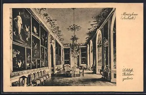 AK Mosigkau /Anhalt, Innenansicht der Bildergalerie des Schlosses