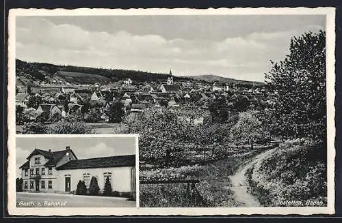 AK Jestetten /Baden, Gasthof zum Bahnhof und Totalansicht