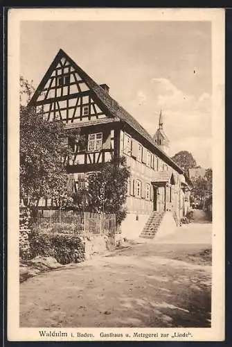 AK Waldulm i. Baden, Gasthaus und Metzgerei zur Linde