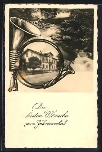 AK Uehlingen, Gasthof zum Posthorn, Neujahrsgruss
