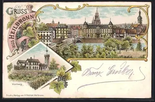 Lithographie Heilbronn, Panorama und Wartberg
