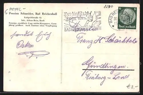 AK Bad Reichenhall, Hotel Fremdenheim Schneider