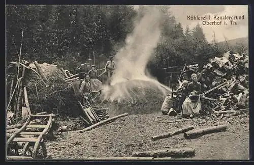 AK Oberhof / Thüringen, Köhlerei i. Kanzlergrund