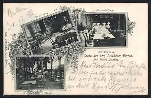 AK Berlin, Gasthaus Dresdener Garten v. Martin Herzberg, Dresdener Strasse 96