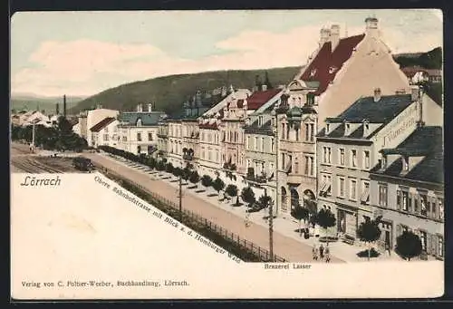 AK Lörrach, Obere Bahnhofsstrasse mit Blick a. d. Homburger Wald