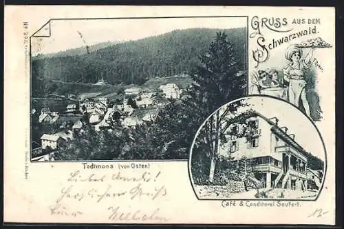 AK Todtmoos, Cafe & Conditorei Seufert, Ortsansicht von Osten