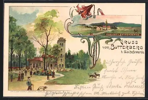 Lithographie Bischofswerda, Restaurant auf dem Butterberg