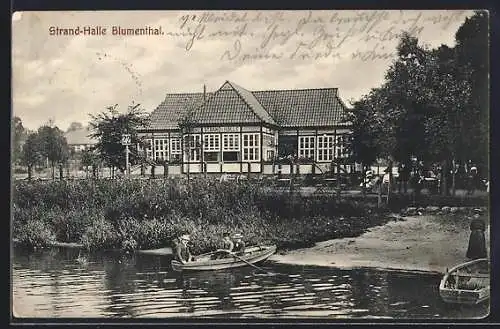 AK Blumenthal / Hannover, Gasthaus Strand-Halle mit Uferpartie