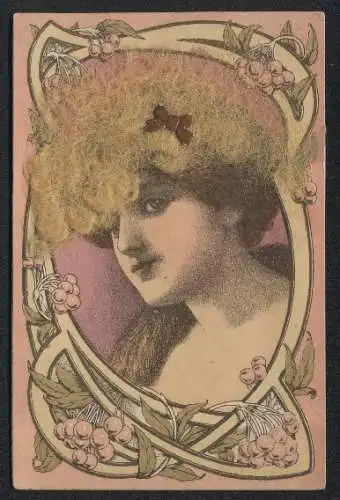 Echt-Haar-AK Dame mit Schleife im Haar