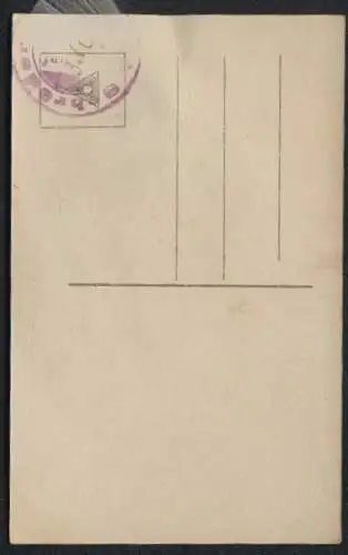 Echt-Haar-AK Hübsche Dame mit Federschmuck