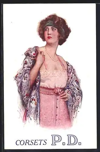 Künstler-AK Reklame für Corsets P. D.