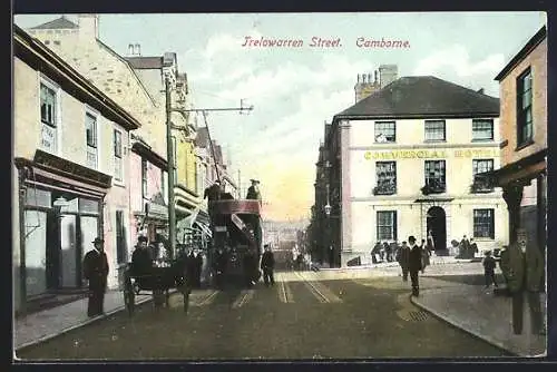AK Camborne, Trelowarren Street, Strassenbahn