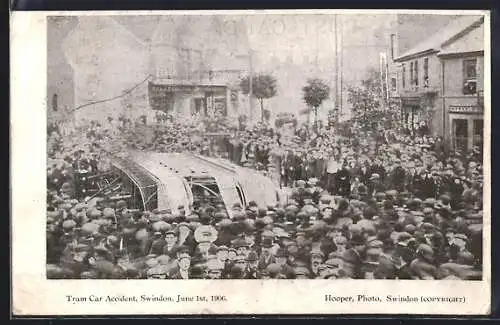 AK Swindon, Tram car Accident 1906, Strassenbahnunfall