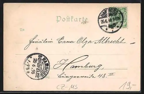 Lithographie Hrabin, Ortsansichten mit Kirche