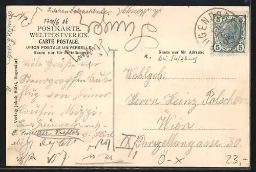 AK Eugendorf, F. Gmachls Gasthof, Hölzls Gemischte Warenhandlung
